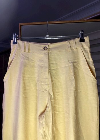 Sarı Pilili Kadın Midi Pantolon - Görsel 2