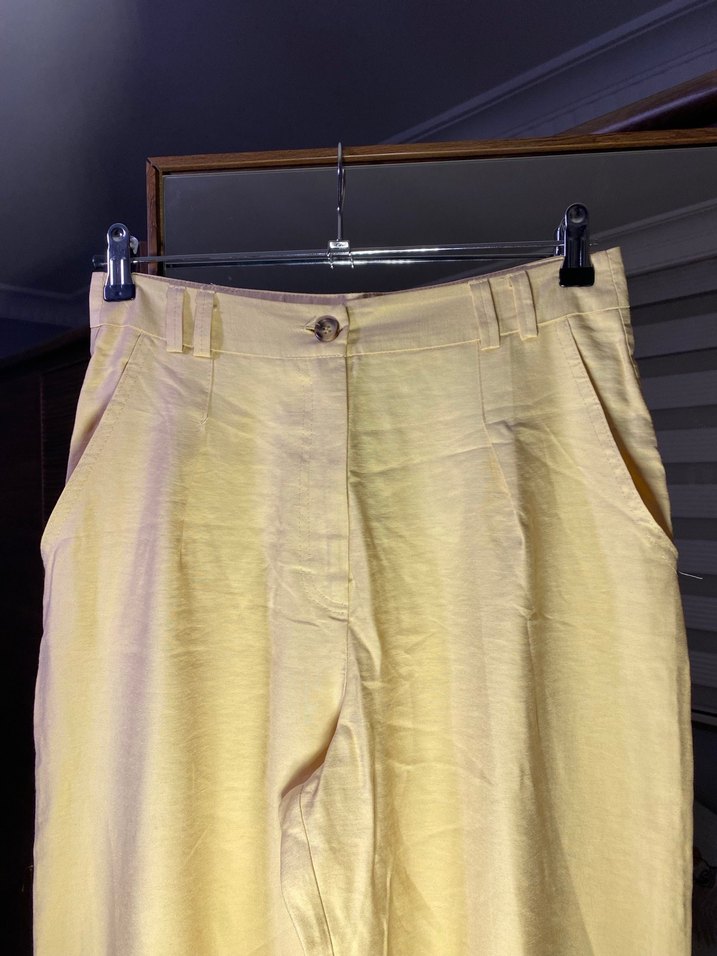 Sarı Pilili Kadın Midi Pantolon - Görsel 2