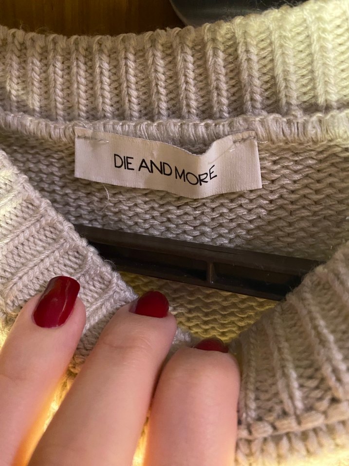 Kadın Bej Örgü Salaş Kazak - Görsel 2