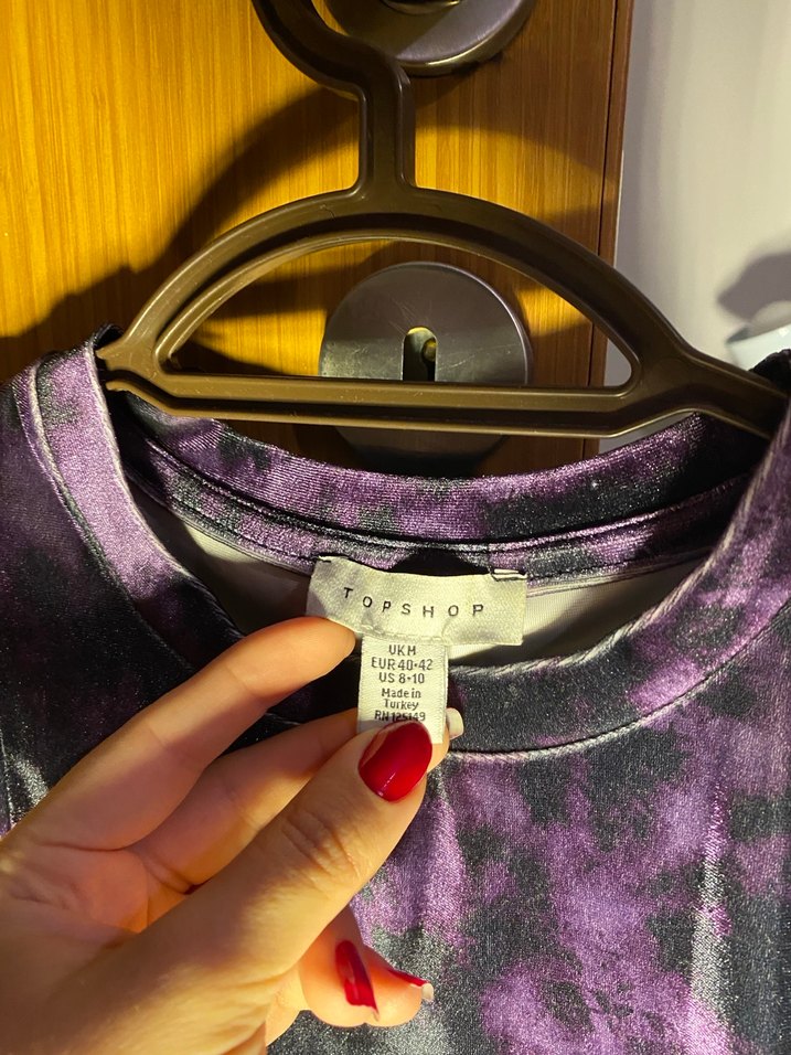 Mor Tie-Dye Kolsuz Crop Top - Görsel 2