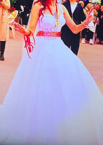 Modern Klasik Straplez A Kesim Beyaz Gelinlik - Görsel 8