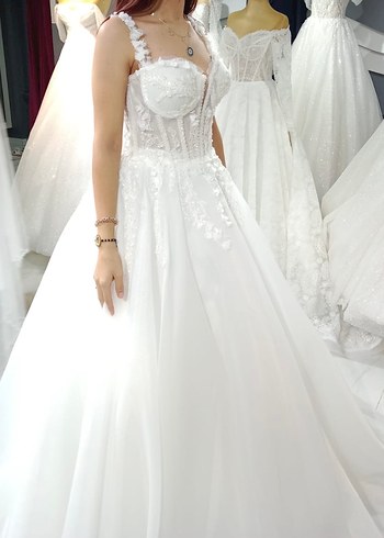 Modern Klasik Straplez A Kesim Beyaz Gelinlik - Ana görsel