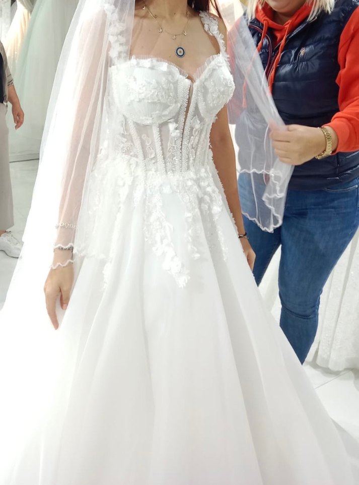 Modern Klasik Straplez A Kesim Beyaz Gelinlik - Görsel 2