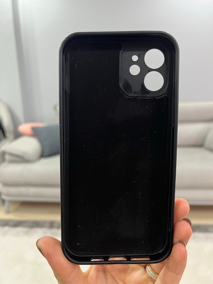 Parlak Siyah Telefon Kılıfı içi kauçuk korumalı Apple 12 - Görsel 2