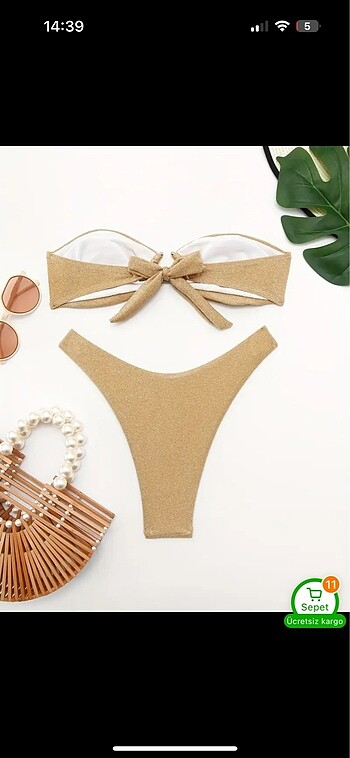 Sheinside parlak straplez bikini
