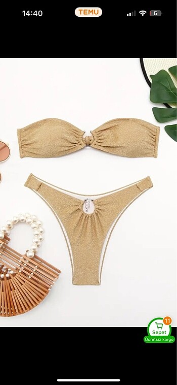 parlak straplez bikini