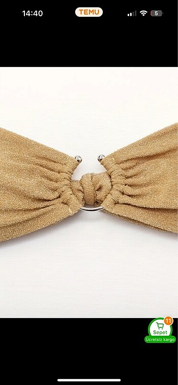 s Beden camel Renk parlak straplez bikini