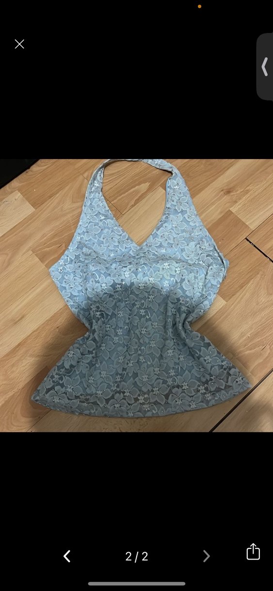 Dantel Detaylı Mavi V Yaka Kadın Atlet - Görsel 2