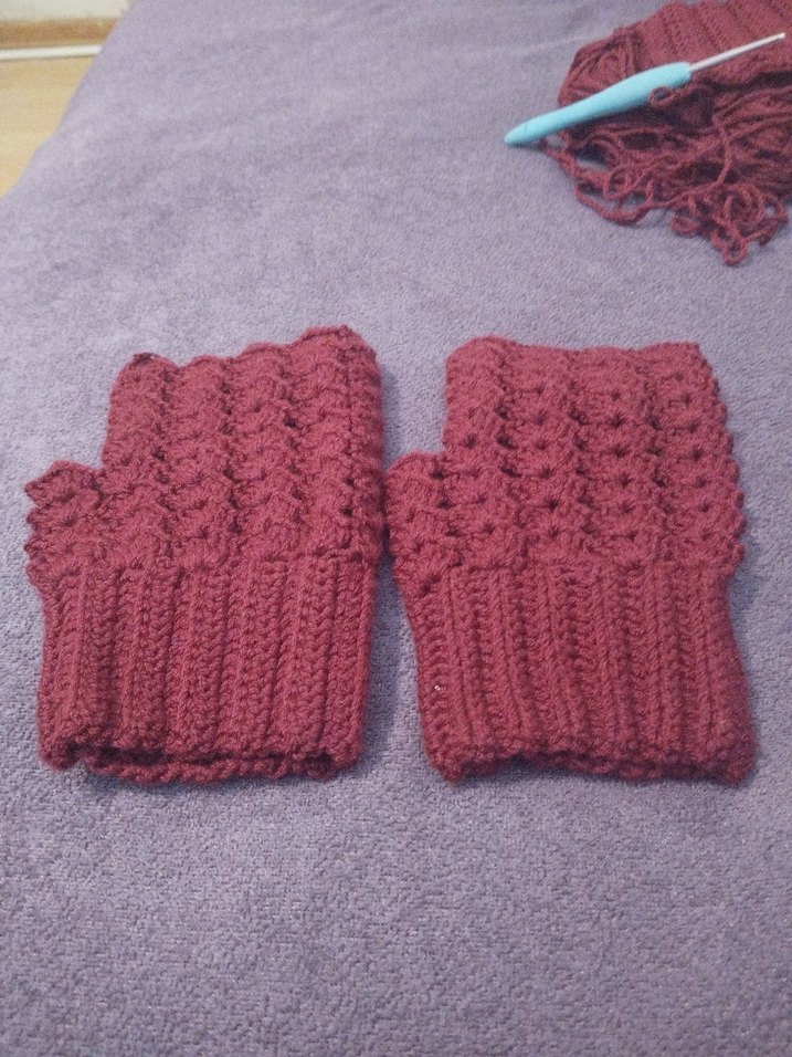 Bordo Örgü Kadın Eldiven - Görsel 2