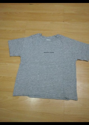 Gri Erkek Çocuk Keten Tişört - Görsel 2