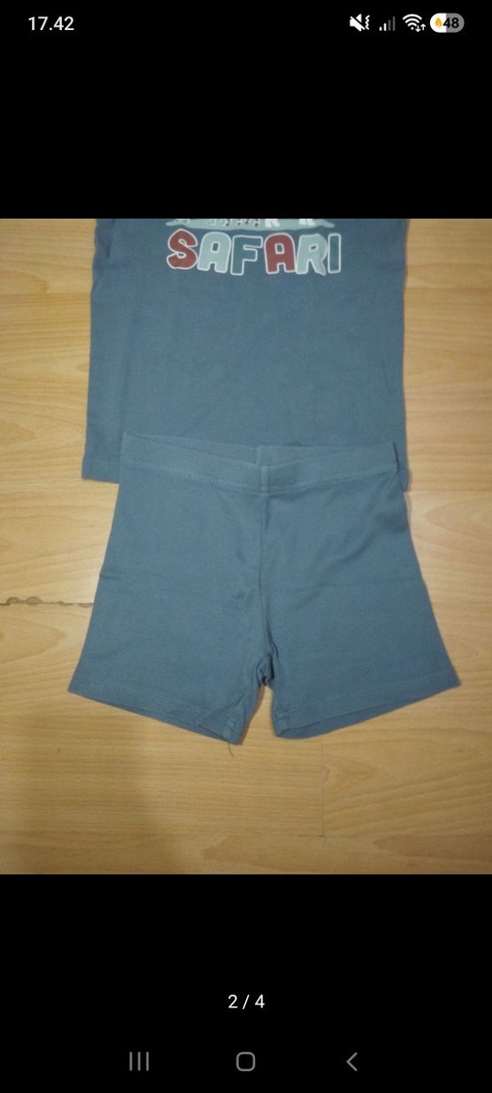 Erkek çocuk Kısa Kollu Mavi Mini Pijama Takımı - Görsel 2