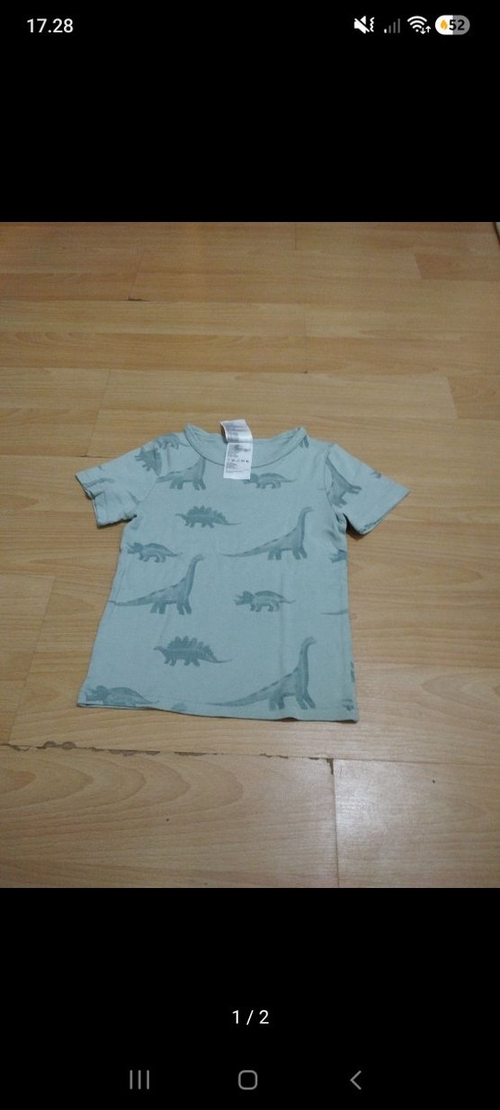 Gri Dinozor Baskılı Erkek Kısa Kollu Tişört - Görsel 2