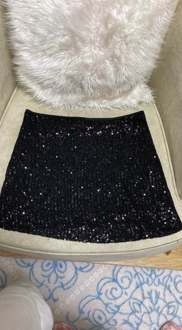 Siyah Payetli Kadın Mini Etek - Görsel 3