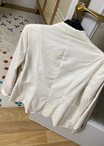 Beyaz Düğmeli Kadın Blazer Ceket - Görsel 2