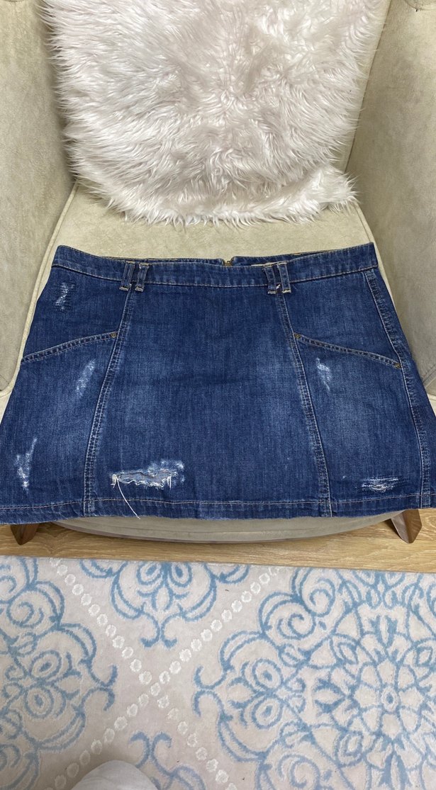 Kadın Mavi Denim Mini Etek - Görsel 2