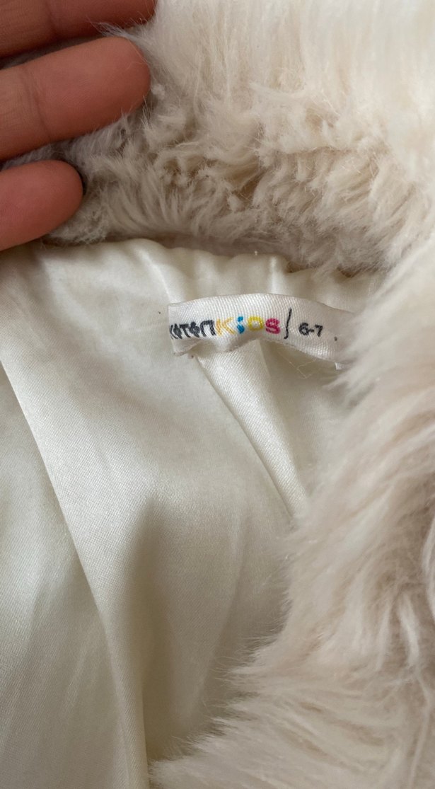 Bej çocuk Suni Kürk Midi Ceket - Görsel 3