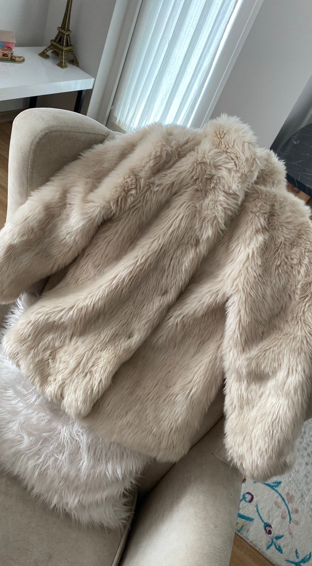 Bej çocuk Suni Kürk Midi Ceket - Görsel 2