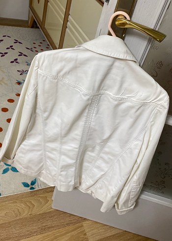 Kadın Beyaz Düğmeli Midi Blazer Ceket - Görsel 2