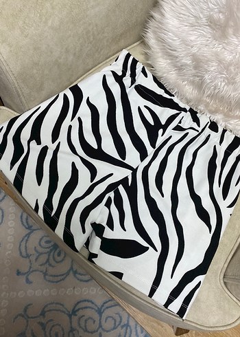 Zebra Desenli Bohem şort etek - Görsel 2