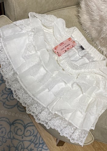 Fırfırlı Beyaz Mini Etek - Görsel 3