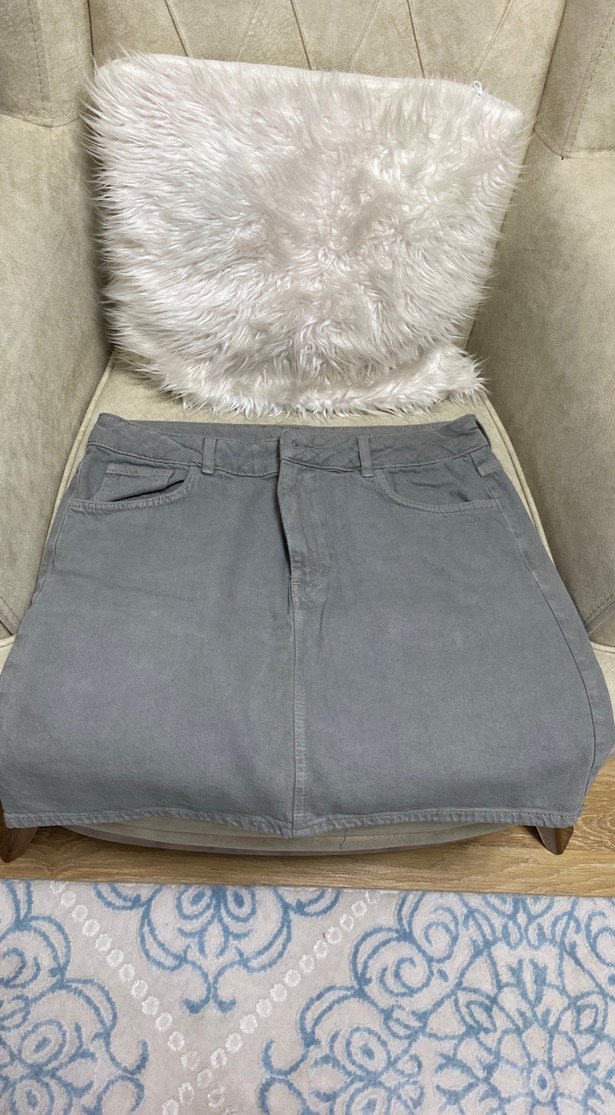 Gri Denim Midi Etek - Görsel 2