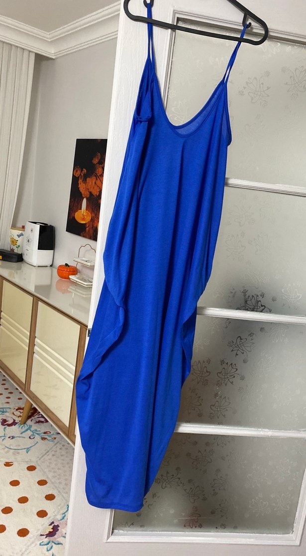 Mavi Uzun Askılı Elbise - Görsel 2