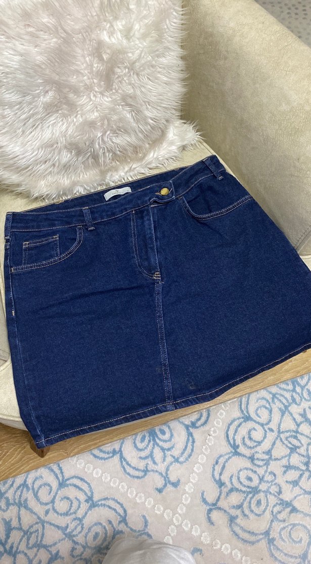 Lacivert Midi Denim Kadın Etek - Görsel 2