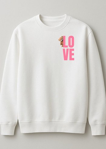 Siyah Bisiklet Yaka Kadın Sweatshirt - Görsel 3