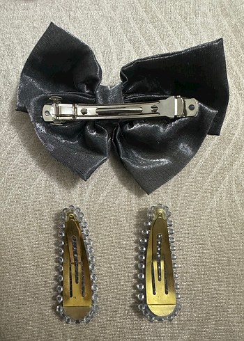 Gri Saten Fiyonklu Gotik Saç Aksesuarı - Görsel 2