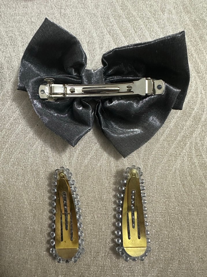 Gri Saten Fiyonklu Gotik Saç Aksesuarı - Görsel 2