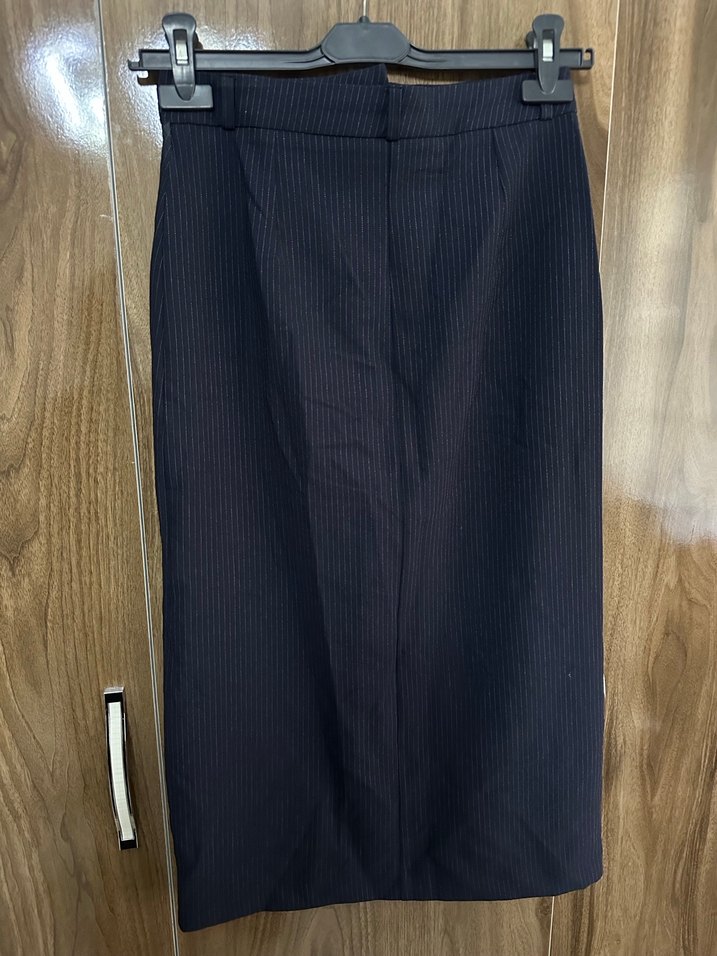 Lacivert Kadın Kumaş Pantolon Yırtmaçlı - Görsel 2