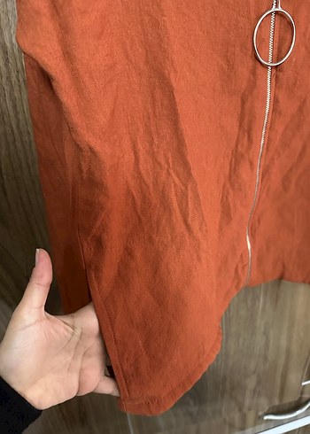 Kadın Kahverengi Pamuklu Fermuarlı Ceket - Görsel 2