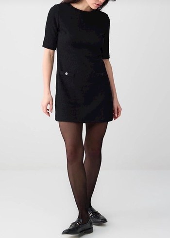 Siyah Kadın Triko Midi Elbise - Görsel 5