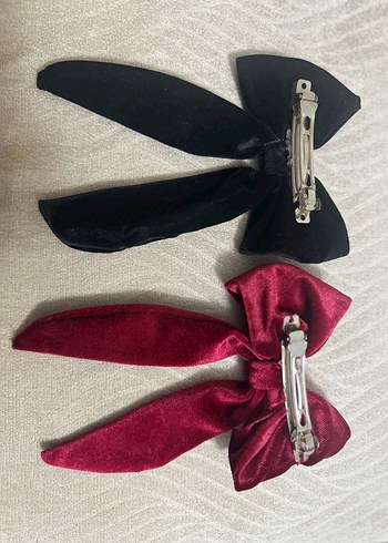 Bordo ve Siyah Kadife Fiyonk Toka - Görsel 2