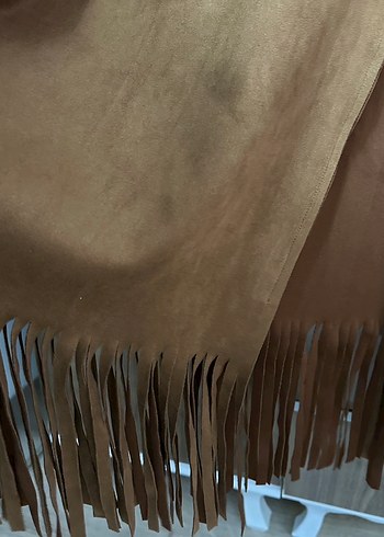 Kahverengi Süet Nakışlı Uzun Kadın Yelek - Görsel 2