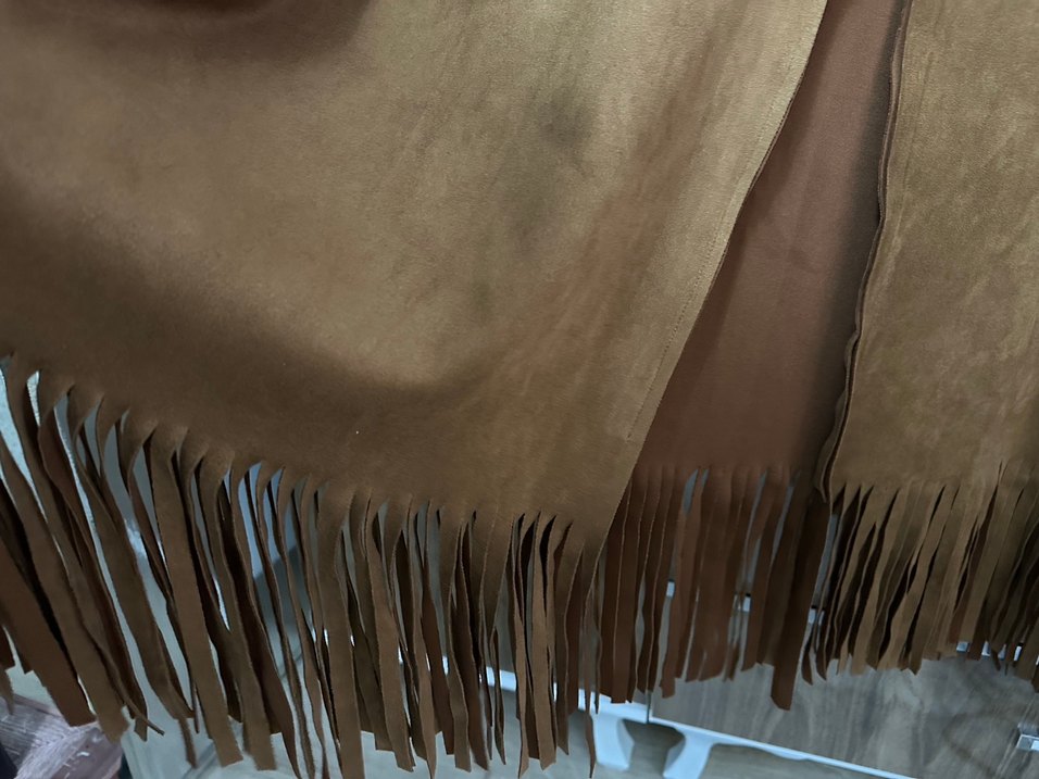 Kahverengi Süet Nakışlı Uzun Kadın Yelek - Görsel 2