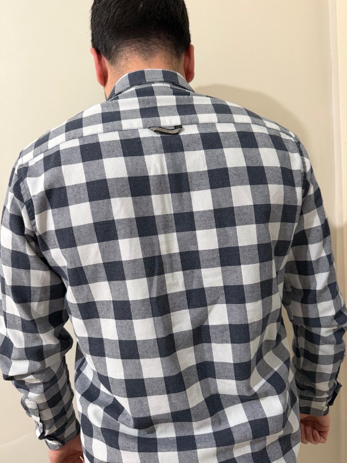 Erkek  Kareli Düğmeli Gömlek - Görsel 4