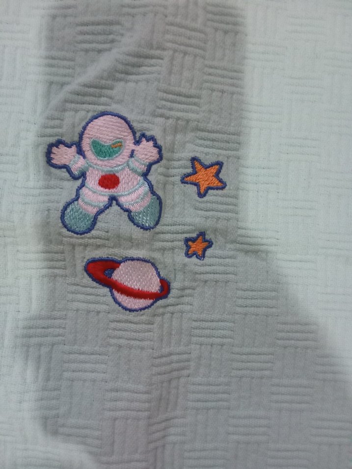 Nakışlı Turkuaz Keten Bebek Pikesi - Görsel 2