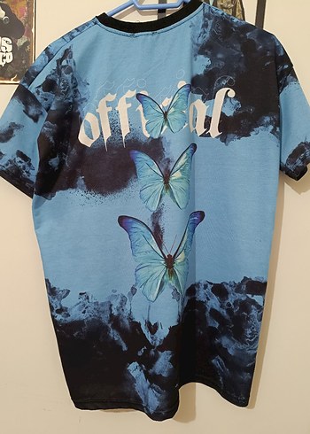 Mavi Batik Desenli Kadın Tişört - Görsel 2