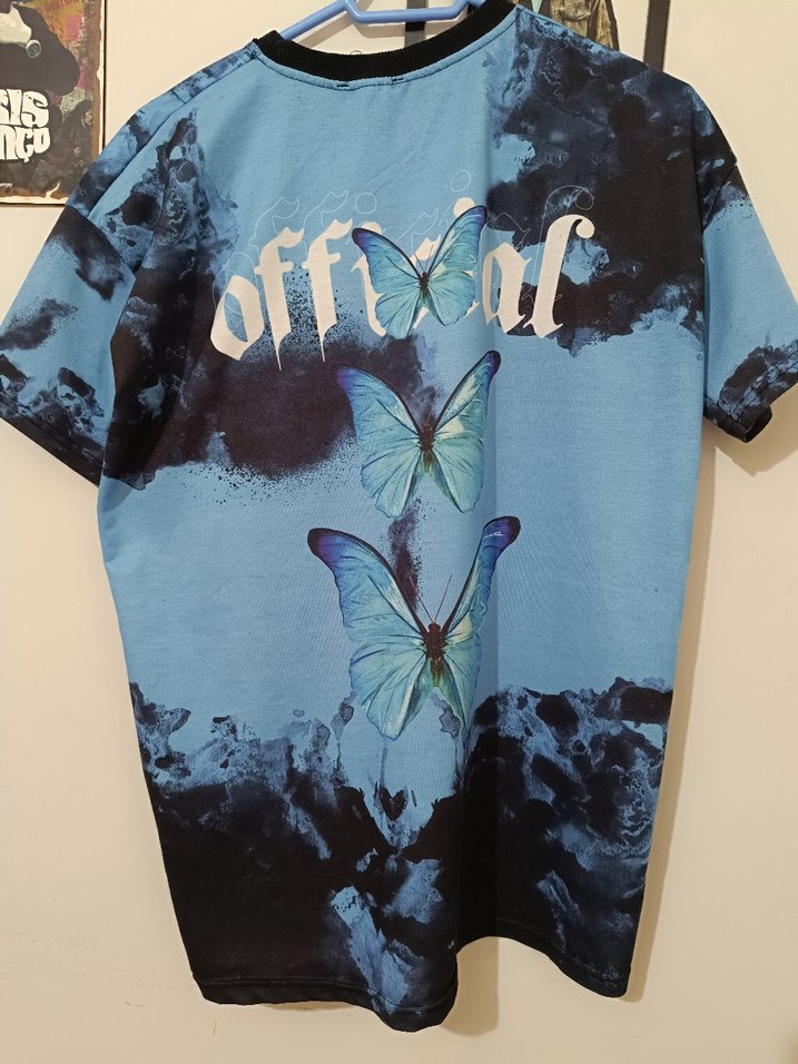 Mavi Batik Desenli Kadın Tişört - Görsel 2