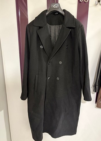 Trendyol man Siyah  Çift Düğmeli Uzun kruvaze Kaban - Görsel 7