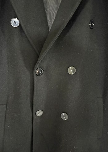 Trendyol man Siyah  Çift Düğmeli Uzun kruvaze Kaban - Görsel 8