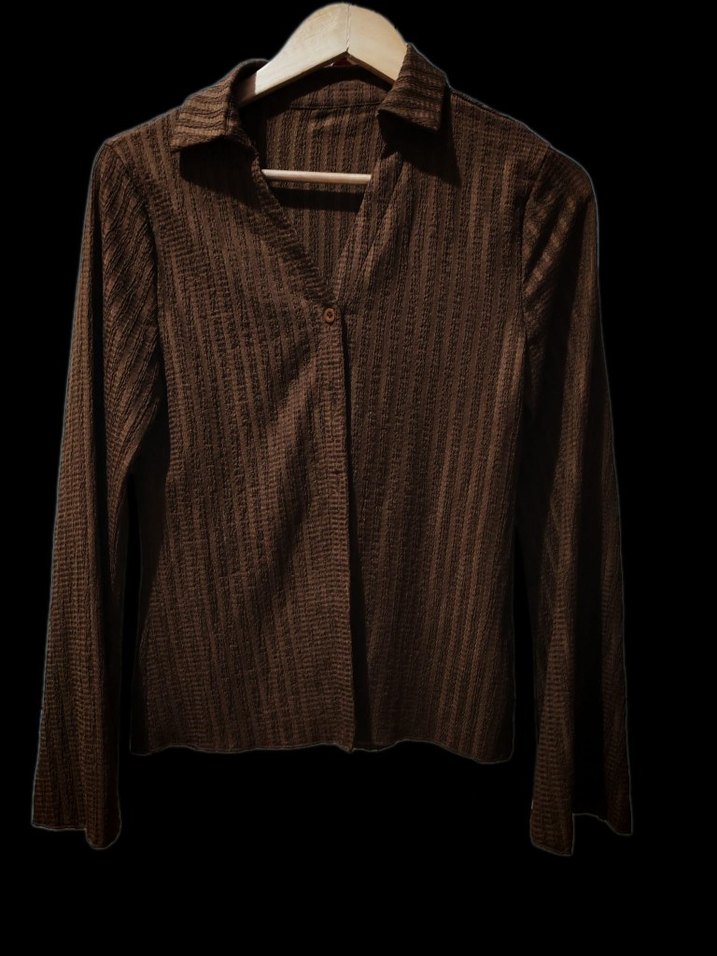 Y2k kahverengi gömlek - Görsel 3