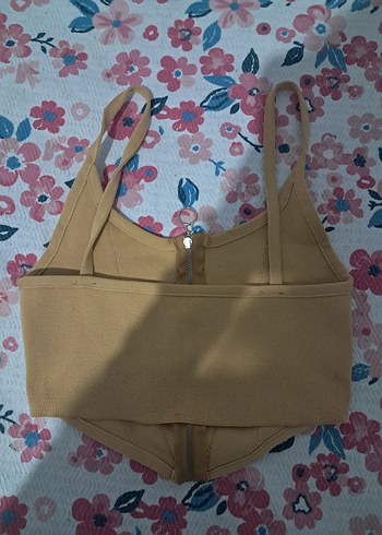 Bej Fermuarlı Mini Bustiyer - Görsel 2