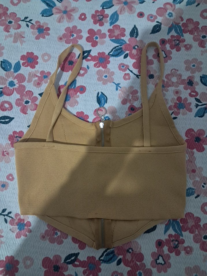 Bej Fermuarlı Mini Bustiyer - Görsel 2