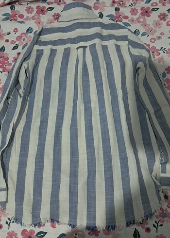 Mavi Çizgili Pamuklu Uzun Kollu Gömlek - Görsel 2