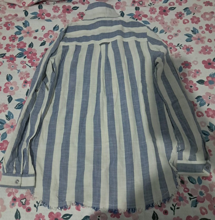 Mavi Çizgili Pamuklu Uzun Kollu Gömlek - Görsel 2