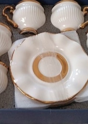 Beyaz Altın Detaylı Kahve Fincanı Seti - Görsel 4