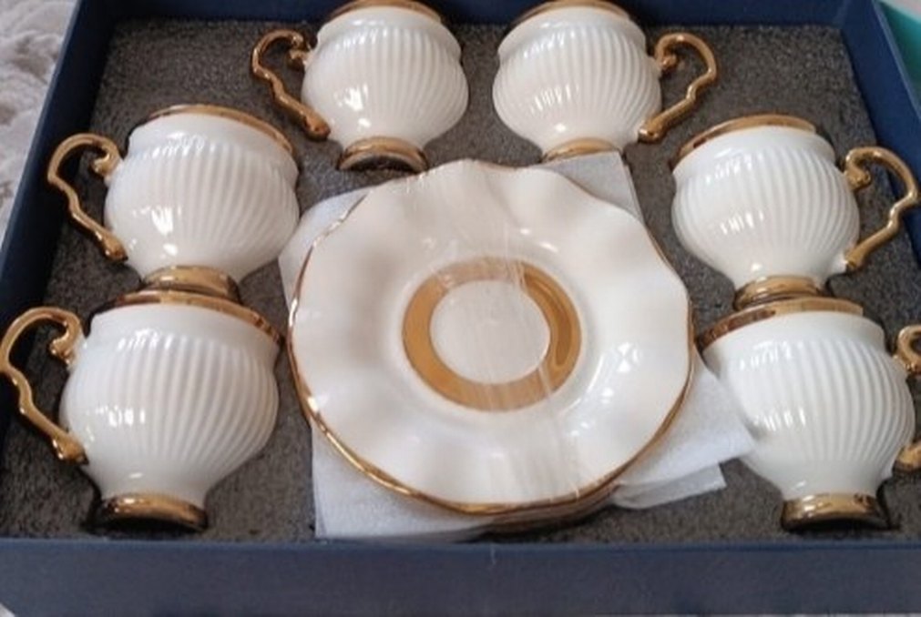 Beyaz Altın Detaylı Kahve Fincanı Seti - Görsel 4