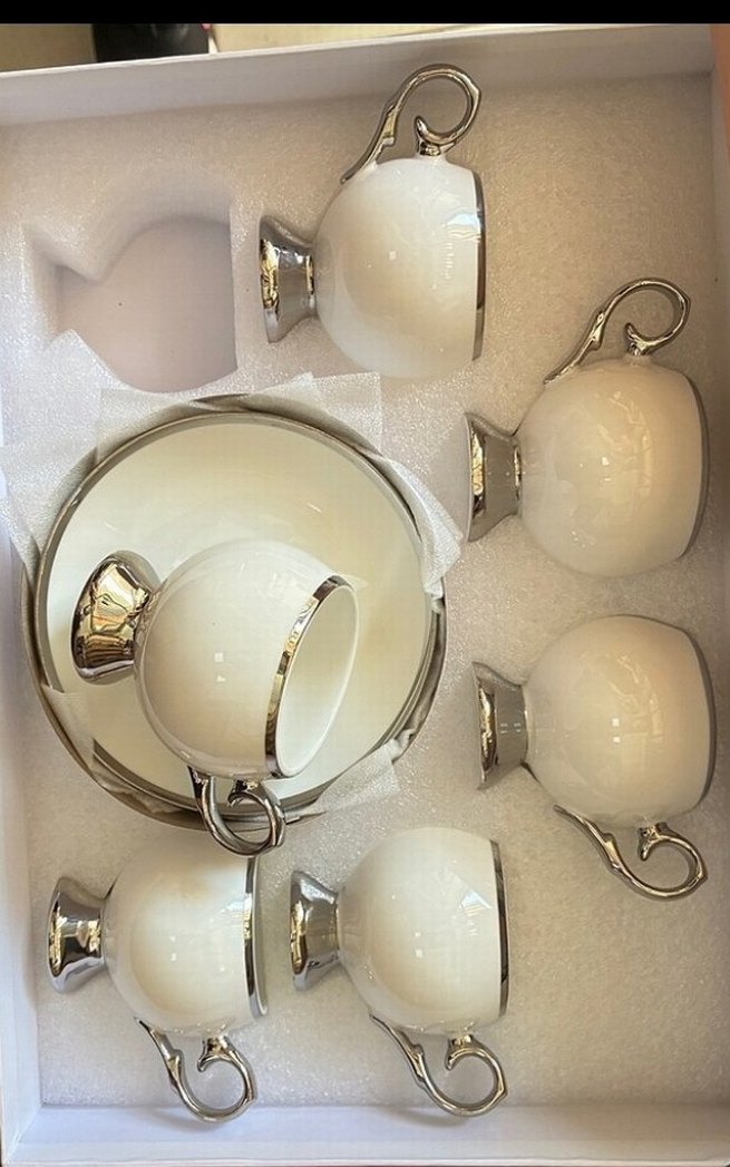 Porselen Gül Desenli 6'lı Pastel Fincan Takımı - Görsel 2